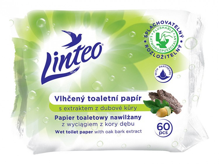 TP Linteo vlhčený 60ks NN dubová kůra | Papírové a hygienické výrobky - Toaletní papíry - Jednovrstvý